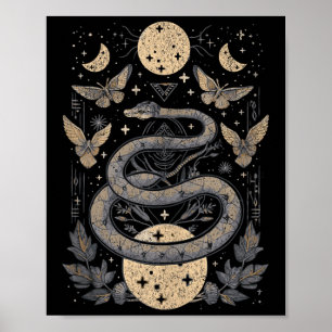 Poster Phases de la lune de serpent céleste Wiccan Paga s