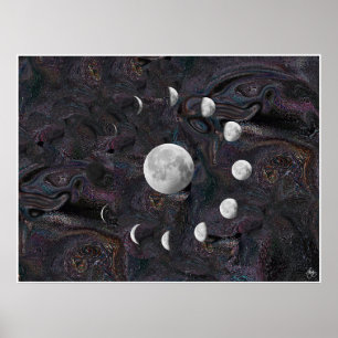 Poster Phases de lune dans un univers imaginé