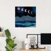 Poster Phases de lune rose paysage (Bureau à domicile)