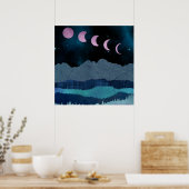 Poster Phases de lune rose paysage (Cuisine)