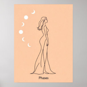 Poster Phases - Feminine Moon Cycle Line Art