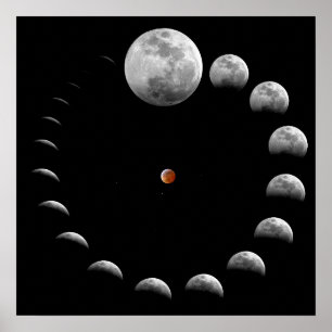 Poster Phases lunaires de lune
