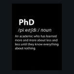 Poster PhD Drôle Dictionnaire Définition<br><div class="desc">Amusez-vous avec cette drôle de conception de dictionnaire de PhD Funny,  ou offrez-la comme cadeau parfait à vos amis et votre famille geek. Customisez avec votre propre texte ou un message unique pour ajouter une touche personnelle.</div>