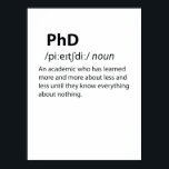 Poster PhD Drôle Dictionnaire Définition<br><div class="desc">Amusez-vous avec cette drôle de conception de dictionnaire de PhD Funny,  ou offrez-la comme cadeau parfait à vos amis et votre famille geek. Customisez avec votre propre texte ou un message unique pour ajouter une touche personnelle.</div>