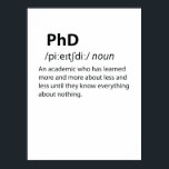 Poster PhD Drôle Dictionnaire Définition<br><div class="desc">Amusez-vous avec cette drôle de conception de dictionnaire de PhD Funny,  ou offrez-la comme cadeau parfait à vos amis et votre famille geek. Customisez avec votre propre texte ou un message unique pour ajouter une touche personnelle.</div>