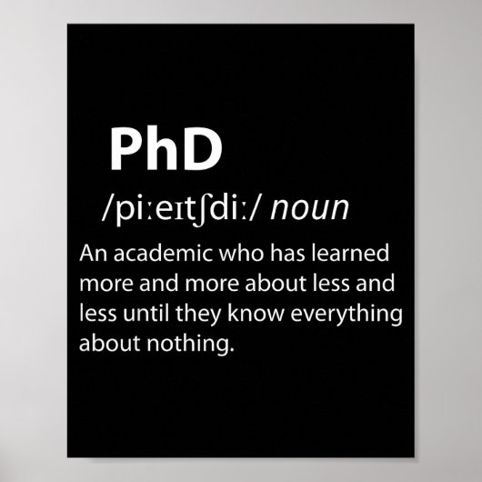 Poster Phd funny dictionary definition doctorate student (Devant)