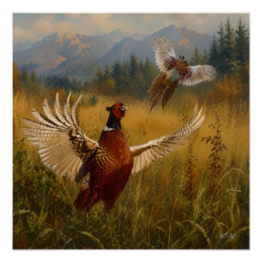 Poster Pheasant Forever – Art de la faune de chasse en ha (Devant)