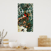 Poster Pheasants à Snow, Pine Tree, Roses, Japanese Flora (Cuisine)