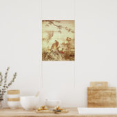 Poster Phéasants et pivoines, d'une série de rouleaux (Cuisine)