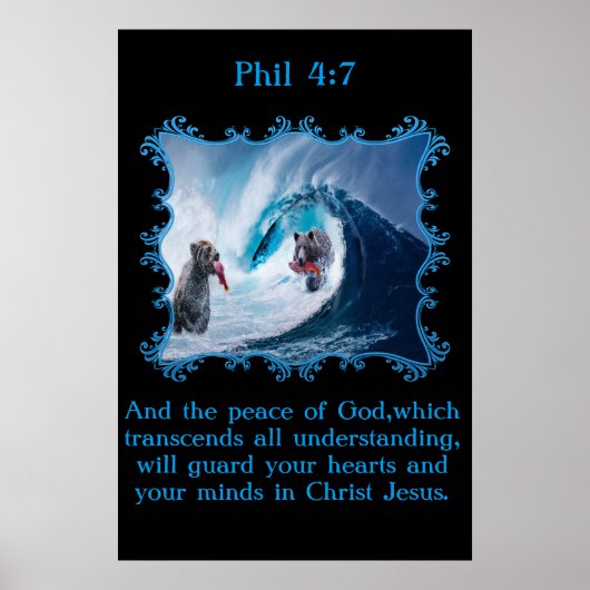 Poster Phil 4:7 Ours grizzlis dans l'océan (Devant)