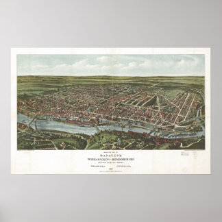 Poster Philadelphia Penn. Carte panoramique antique 1907