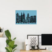 Poster Philadelphia Skyline Silhouette  (Bureau à domicile)