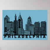 Poster Philadelphia Skyline Silhouette  (Devant)