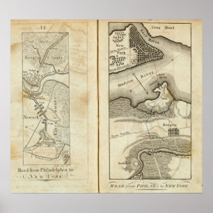 Poster Philadelphie à la carte de route de New York