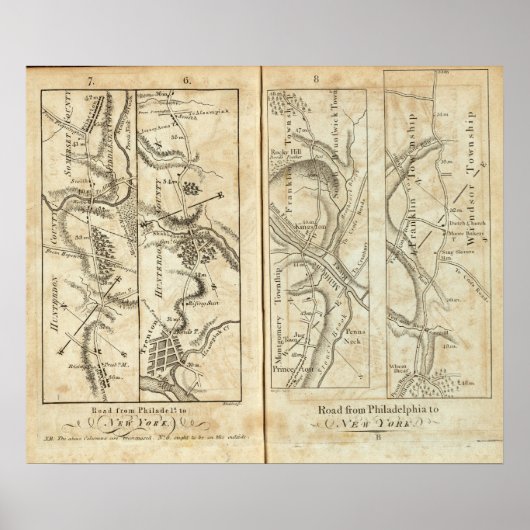 Poster Philadelphie à New York Carte routière 2 (Devant)