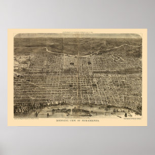 Poster Philadelphie, PA Carte panoramique - 1872
