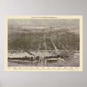 Poster Philadelphie, PA Carte panoramique - 1876