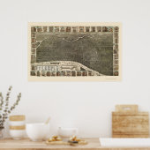 Poster Philadelphie, PA Carte panoramique - 1886 (Cuisine)