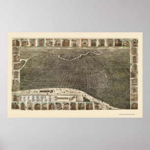 Poster Philadelphie, PA Carte panoramique - 1886
