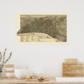 Poster Philadelphie, PA Carte panoramique - 1888 (Cuisine)