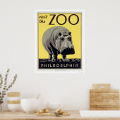 Poster Philadelphie PA Zoo Hippo 1936 WPA (Cuisine)