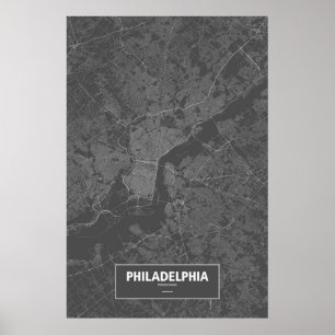 Poster Philadelphie, Pennsylvanie (blanche sur le noir)