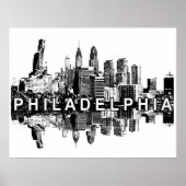 Poster Philadelphie, Pennsylvanie en noir et blanc (Devant)