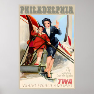 Poster Philadelphie Pennsylvanie TWA Trans World Airlines