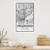 Poster Philadelphie Pennsylvanie USA Travel City Map (Cuisine)