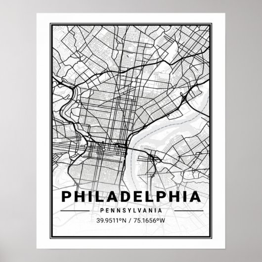Poster Philadelphie Pennsylvanie USA Travel City Map (Devant)