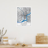 Poster Philadelphie Pennsylvanie USA Travel City Map (Cuisine)