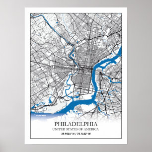 Poster Philadelphie Pennsylvanie USA Travel City Map