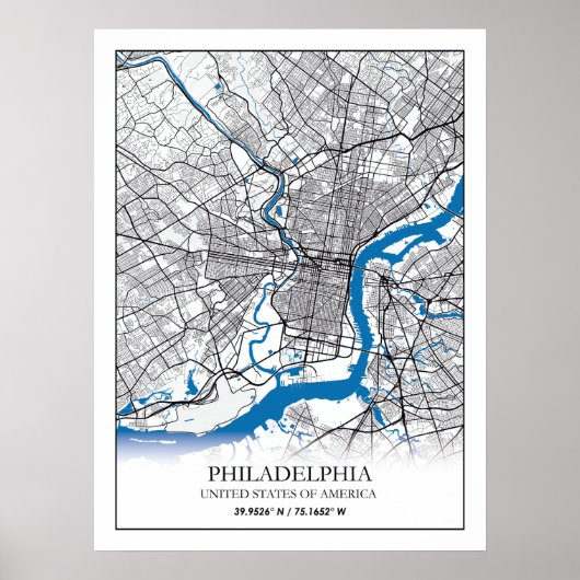 Poster Philadelphie Pennsylvanie USA Travel City Map (Devant)