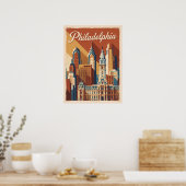 Poster Philadelphie Pennsylvanie Voyage Rétro (Cuisine)