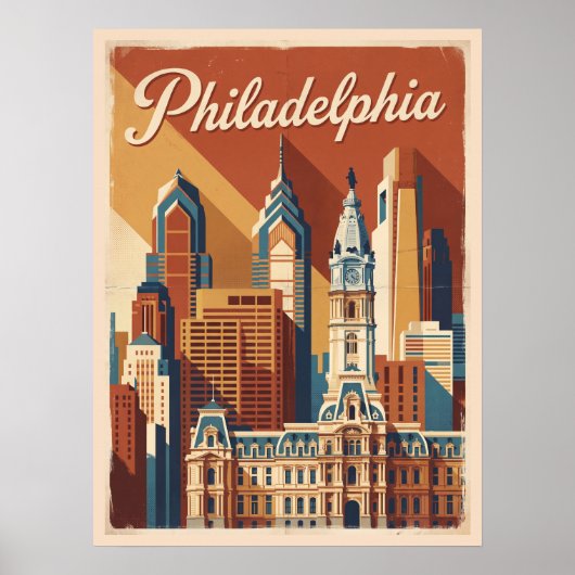 Poster Philadelphie Pennsylvanie Voyage Rétro (Devant)