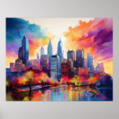 Poster Philadelphie Skyline Art urbain coloré (Devant)