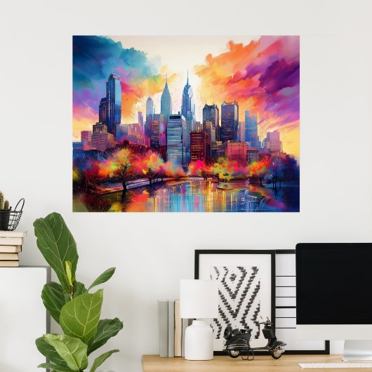 Poster Philadelphie Skyline Art urbain coloré (Bureau à domicile)