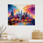Poster Philadelphie Skyline Art urbain coloré (Cuisine)