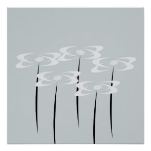 Poster Philadelphus blanc abstrait fleurit l'affiche