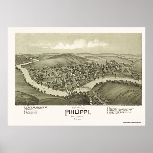 Poster Philippi, WV Panoramic Map - 1897 (Devant)