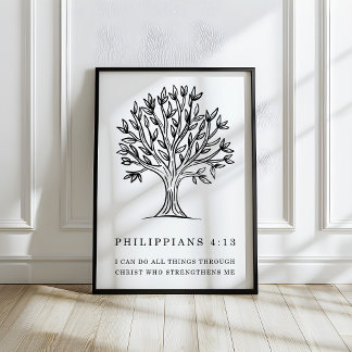 Poster Philippians 4:13 Christian Bible Verse Art
