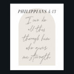 Poster Philippians 4:13 Minimum Boho Beige Arch Script<br><div class="desc">J can do all this through him who gives me strength. -Philippians 4:13 Minimum Boho Beige Arch Script</div>