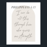 Poster Philippians 4:13 Minimum Boho Beige Arch Script<br><div class="desc">J can do all this through him who gives me strength. -Philippians 4:13 Minimum Boho Beige Arch Script</div>