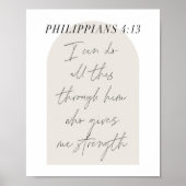 Poster Philippians 4:13 Minimum Boho Beige Arch Script (Devant)