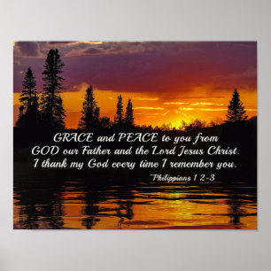 Poster Philippiens 1:2-3 Grace et Paix pour vous, coucher