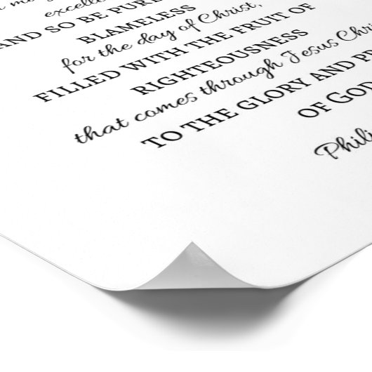 Poster Philippiens 1:9-11 Écriture (Coin)