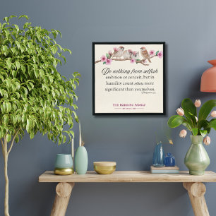 Poster Philippiens 2:3 Écriture Imprimer Oiseaux et fleur