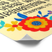 Poster Philippiens 4:13 Bible Écriture Folk Art Floral (Coin)