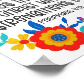 Poster Philippiens 4:13 Bible Écriture Folk Art Floral (Coin)