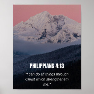 Poster Philippiens 4:13 KJV Verset biblique Montagne & Fo
